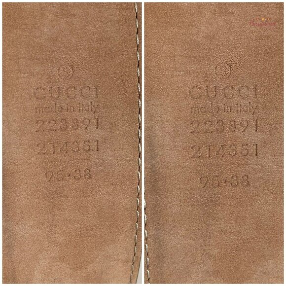 Authentic Gucci Red Pebbled Leather Gold Interlocking G Buckle Belt 95/38 - Picture 7 of 13